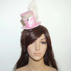 Mini-Hütchen - Oktoberfest Fascinator Hochzeit Dirndl rosa-weiß kariert