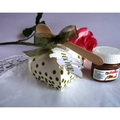 Mini-Nougatcreme-Gläschen in kleiner Zierschachtel mit Löffelchen