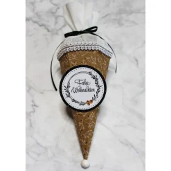 Mini-Schultüte Frohe Weihnachten „Farbauswahl“, Geschenkverpackung