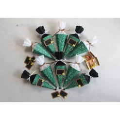 Mini-Schultüte „Tafeloptik grün",1er und 10er Set, Geschenkverpackung