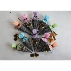 Mini-Schultüte „Tafeloptik schwarz", 1er und 10er Set, Geschenkverpackung