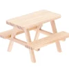 Minitisch mit Bänken | Zubehör Wichteltür | Sitzgruppe Holz mini