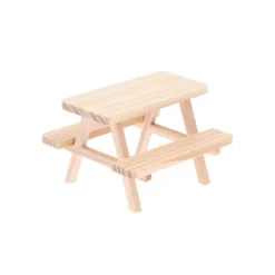 Minitisch mit Bänken | Zubehör Wichteltür | Sitzgruppe Holz mini