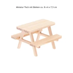 Minitisch mit Bänken | Zubehör Wichteltür | Sitzgruppe Holz mini