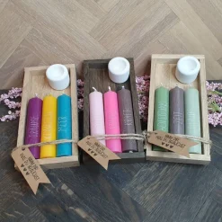 Mix & Match | Geschenkset mit 3 Kerzen | Kerzenfarbe + Wörter sind frei auswählbar | Kerzenset
