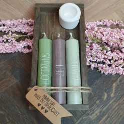 Mix & Match | Geschenkset mit 3 Kerzen | Kerzenfarbe + Wörter sind frei auswählbar | Kerzenset