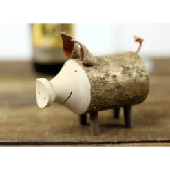 Männer GESCHENK FLASCHENÖFFNER aus HOLZ Ast Schwein Kapselheber Bier Natur Bar Cafè Deko Vatertag Hölzerne Hochzeit Holzschwein Mitbringsel