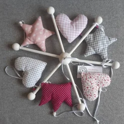 Mobile Baby Rosa, Krone, Sterne, Herzen