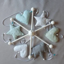 Mobile Baby Rosa, Krone, Sterne, Herzen