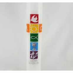 moderne Kommunionkerze, für Mädchen und Jungs, bunt