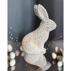 Moderne Osterdeko Hase – 3D Druck Voronoi Design – LED Windlicht Osterhase – Geschenk zu Ostern – Bio-Kunststoff (PLA) –
