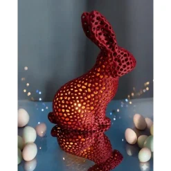 Moderne Osterdeko Hase – 3D Druck Voronoi Design – LED Windlicht Osterhase – Geschenk zu Ostern – Bio-Kunststoff (PLA) –