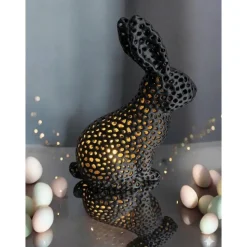 Moderne Osterdeko Hase – 3D Druck Voronoi Design – LED Windlicht Osterhase – Geschenk zu Ostern – Bio-Kunststoff (PLA) –