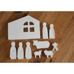 Moderne Weihnachtskrippe handgegossen aus Raysin200 – Geschenkidee & Deko für Weihnachten