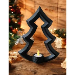 Moderner Christbaum Kerzenhalter – Skandinavische 3D-Deko für LED-Lichter | PLA Gold