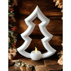 Moderner Christbaum Kerzenhalter – Skandinavische 3D-Deko für LED-Lichter | PLA Gold