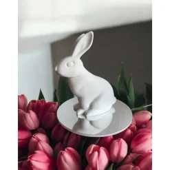 Moderner Hase Low Poly, Minimalistische Osterdeko Skulptur, 3D Druck Weiß, Geometrische Hasenfigur 15-25cm, Geschenkidee