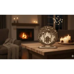 Moment im Glück – Personalisiertes 3D-Schattenbild auf Schaukel aus Balsaholz mit Gravur