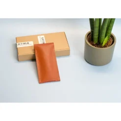 Monogramm-Federtasche. Bleistifthalter aus Leder.Leder Stifthülle. Personalisiertes Stifteetui. Monogram Stifteetui. Gra