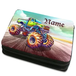 Monstertruck Federmäppchen inkl. Inhalt mit Name / personalisierbar