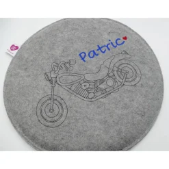 Motorrad Vatertag Filzkissen Campingkissen Wunschname - Rundes Filzsitzkissen mit personalisiertem Namen Stuhlkissen