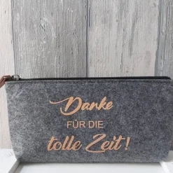 Mäppchen aus Filz - Danke für die tolle Zeit - apricot