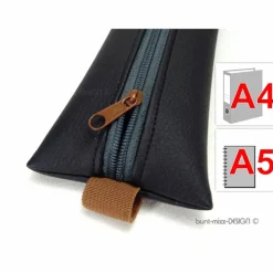 Mäppchen mit Gummiband, A5 Kalender, A4 Ordner, Kunstleder schwarz braun grau, handmade by BuntMixxDESIGN