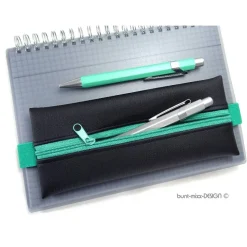 Mäppchen mit Gummiband Kunstleder schwarz grün Buch Kalender A5, Ordner A4 , Federmäppchen, handmade by BuntMixxDESIGN