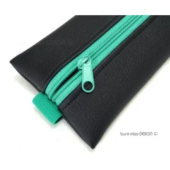 Mäppchen mit Gummiband Kunstleder schwarz grün Buch Kalender A5, Ordner A4 , Federmäppchen, handmade by BuntMixxDESIGN