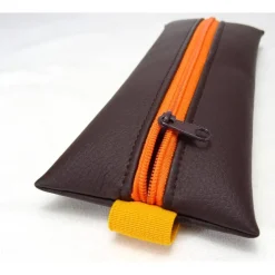 Mäppchen mit Gummiband, Kunstleder dunkelbraun, A5 Planer Kalender, A4 Ordner, gelb orange, handmade by BuntMixxDESIGN