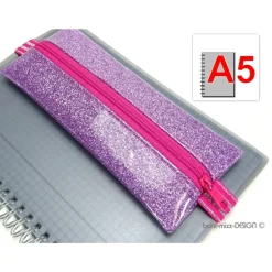 Mäppchen pink rosa Glitzer Kunstleder Gummiband Mädchen Einschulung, handmade by BuntMixxDesign