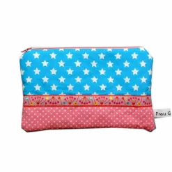 Mäppchen Täschchen Sterne türkis rosa handmade Etui Punkte