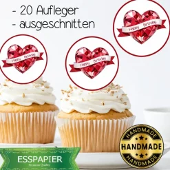 Muffinaufleger Happy Birthday Herz Tortendeko Esspapier Essbar Tprtembild Tortenaufleger