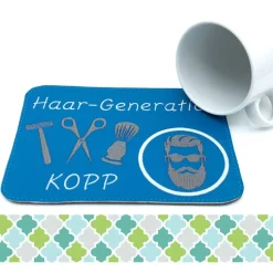 Mugrug, Tassenuntersetzer für Friseure, individualisierbar