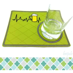 Mugrug, Tassenuntersetzer mit Herzlinie Bier