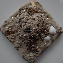 Muschelbild SANDHERZ Collage aus Sand und Muscheln Geschenk zu Valentinstag Muttertag Herz Handarbeit  Badezimmerbild