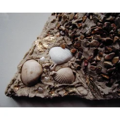 Muschelbild SANDLIEBE Collage aus Sand und Muscheln Geschenk zu Valentinstag Muttertag Herz Handarbeit  Badezimmerbild