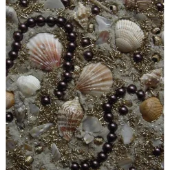 Muschelbild STRANDGUT Collage Geschenk zu Valentinstag Muttertag Herz Herzbild Handarbeit Unikat Badezimmerbild