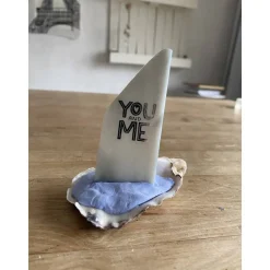 Muschelschiff You & me, Geschenk für Verliebte, Segelboot mit Spruch, kleines Mitbringsel