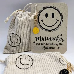 Mutmacher Karte für alle Anlässe – personalisiertes Geldgeschenk mit Smile Anhänger Schulwechsel