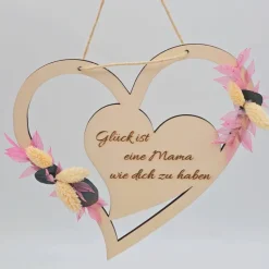 Mutter Tochter Geschenk | Dankeschön Mama | Glück ist eine Mama wie dich zu haben | Türkranz aus Trockenblumen