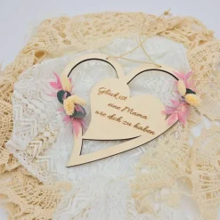 Mutter Tochter Geschenk | Dankeschön Mama | Glück ist eine Mama wie dich zu haben | Türkranz aus Trockenblumen