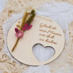 Mutter Tochter Geschenk | Dankeschön Mama | Glück ist eine Mama wie dich zu haben | Türkranz aus Trockenblumen