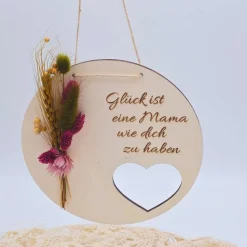 Mutter Tochter Geschenk | Dankeschön Mama | Glück ist eine Mama wie dich zu haben | Türkranz aus Trockenblumen