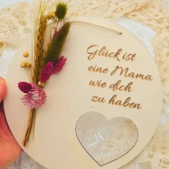 Mutter Tochter Geschenk | Dankeschön Mama | Glück ist eine Mama wie dich zu haben | Türkranz aus Trockenblumen