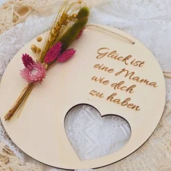 Mutter Tochter Geschenk | Dankeschön Mama | Glück ist eine Mama wie dich zu haben | Türkranz aus Trockenblumen