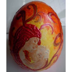 MUTTERLIEBE Geschenk zu Ostern oder Muttertag Skulptur Dekoei Künstler-Ei Dekofigur Ei Osterdeko  handbemaltes Unikat