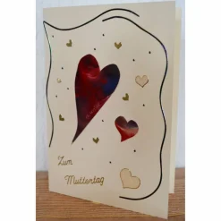 Muttertag – sehr schöne Karte mit schwebenden Herzen – Original Malerei - Design  Ulrike Kröll