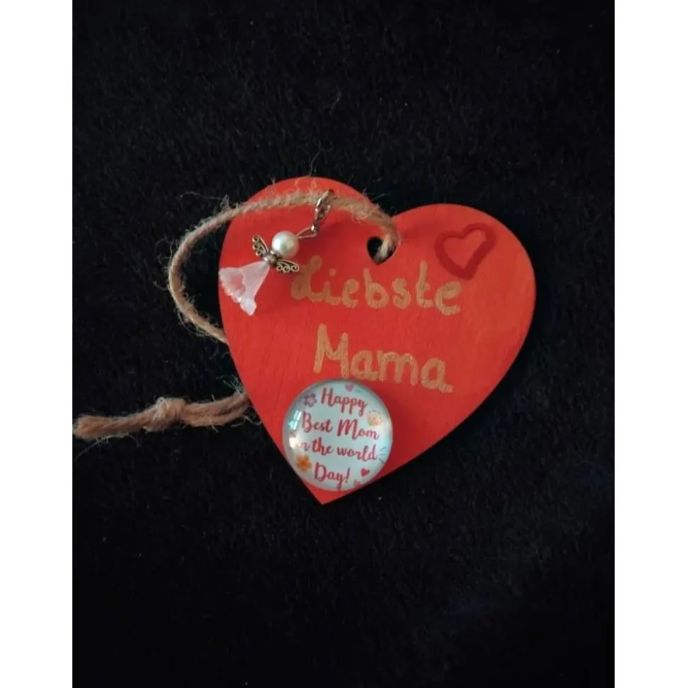 Muttertag Holzherz mit Schutzengel