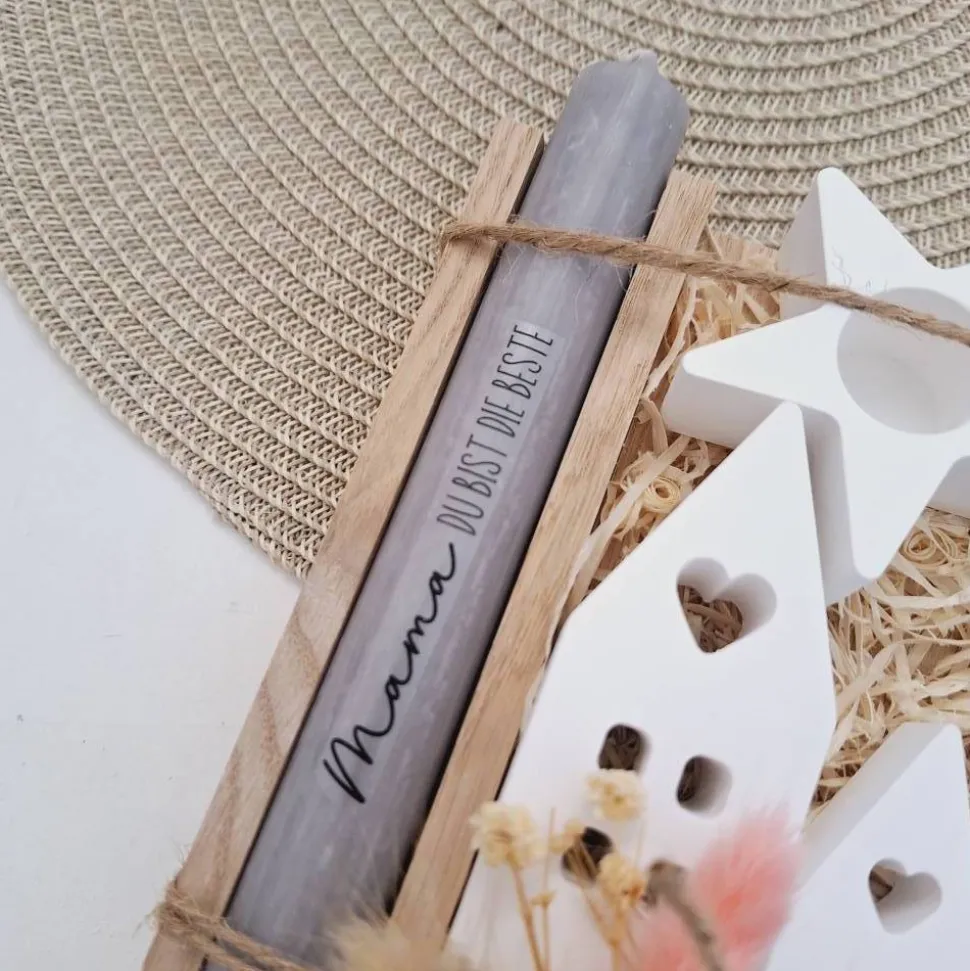 Muttertag Muttertagsgeschenk Häuser / Lichthäuser Kerzenhalter Stern Kerzenset für Mama Geschenkset Stabkerze Kerzenbox